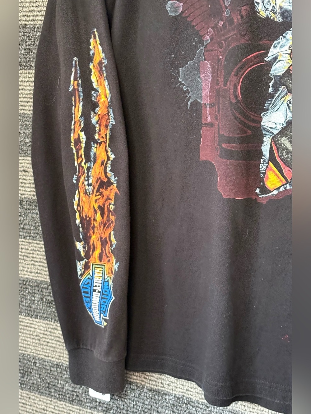 2013 Harley-Davidson Daytona Florida Flames Black Longsleeve T-Shirt Medium EUC - Picture 4 of 9